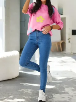 Clearance Bawełniane jeansy damskie zwężane Jeansy