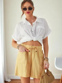 Best Bawełniane krótkie spodenki damskie Szorty|Krótkie Spodenki