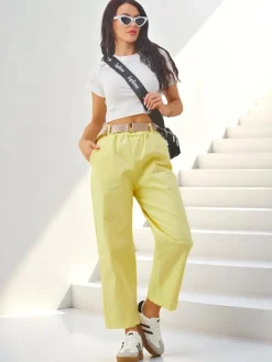 Hot Bawełniane proste spodnie damskie materiałowe Spodnie Materiałowe