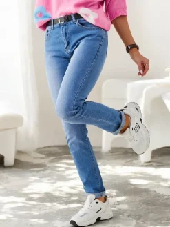 Clearance Bawełniane proste jeansy damskie Jeansy