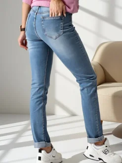 Clearance Bawełniane proste jeansy damskie Jeansy