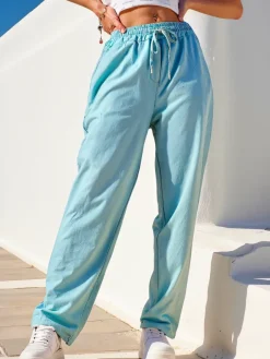 Best Bawełniane proste spodnie damskie materiałowe Spodnie Materiałowe