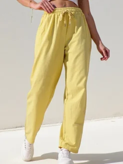 Online Bawełniane proste spodnie damskie materiałowe Spodnie Materiałowe