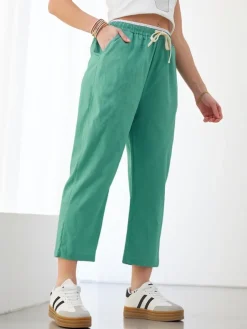 Best Bawełniane szerokie spodnie damskie z wiązaniem Spodnie Materiałowe