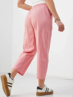 Best Bawełniane szerokie spodnie damskie z wiązaniem Spodnie Materiałowe