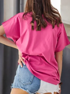 Discount Bawełniany damski t-shirt z printem Bluzki / Koszule / Koszulki