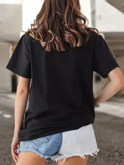 Outlet Bawełniany damski t-shirt Savour The Moment With Refresh Bluzki / Koszule / Koszulki