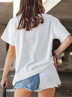 Discount Bawełniany damski t-shirt Savour The Moment With Refresh Bluzki / Koszule / Koszulki