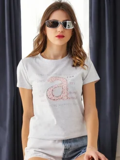 Discount Bawełniany damski t-shirt Combination Of Owality Bluzki / Koszule / Koszulki