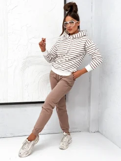 Sale Bawełniany damski komplet dresowy w paski Damskie Komplety Damskie