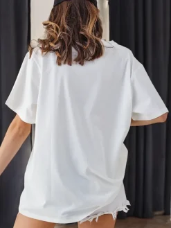 Sale Bawełniany damski t-shirt z printem Bluzki / Koszule / Koszulki