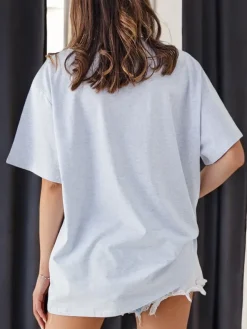 Discount Bawełniany damski t-shirt z printem Bluzki / Koszule / Koszulki