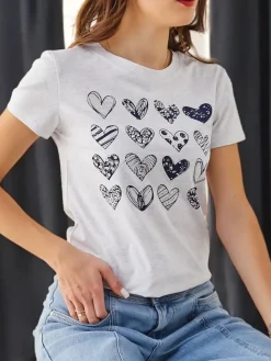 Outlet Bawełniany damski t-shirt A lot of Hearts Bluzki / Koszule / Koszulki