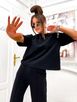 Outlet Bawełniany damski komplet z poszerzanymi spodniami Damskie Komplety Damskie