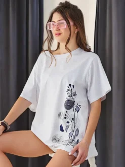 Bawełniany damski t-shirt z printem Bluzki / Koszule / Koszulki