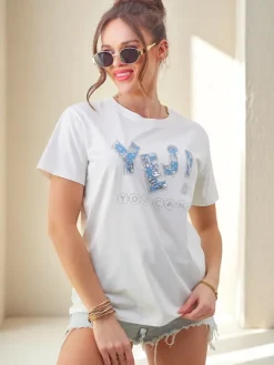 Outlet Bawełniany damski t-shirt Yes! Bluzki / Koszule / Koszulki