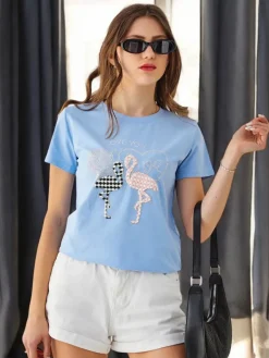 Hot Bawełniany damski t-shirt Flaming Love Bluzki / Koszule / Koszulki