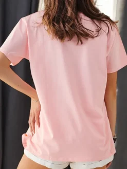 Outlet Bawełniany damski t-shirt Cat Love Bluzki / Koszule / Koszulki