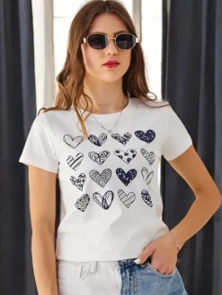 New Bawełniany damski t-shirt A lot of Hearts Bluzki / Koszule / Koszulki