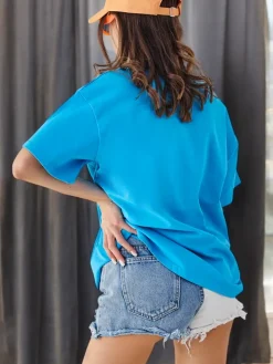 Hot Bawełniany damski t-shirt LOVE z cyrkoniami Bluzki / Koszule / Koszulki