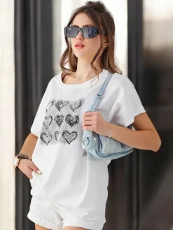 Online Bawełniany damski t-shirt A lot of Hearts Bluzki / Koszule / Koszulki