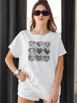 Online Bawełniany damski t-shirt A lot of Hearts Bluzki / Koszule / Koszulki