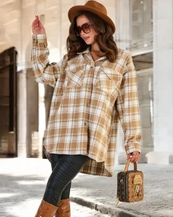 Bawełniany damski płaszcz typu koszula Kurtki / Marynarki / Płaszcze