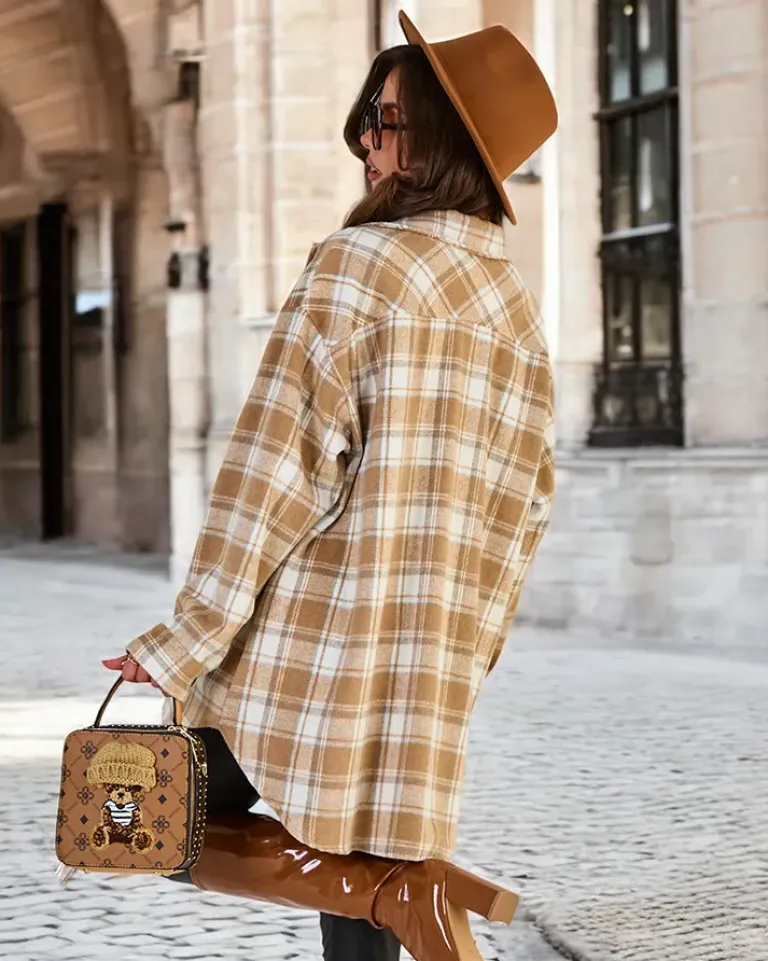 Bawełniany damski płaszcz typu koszula Kurtki / Marynarki / Płaszcze