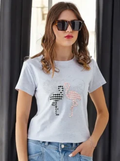 Clearance Bawełniany damski t-shirt Flaming Love Bluzki / Koszule / Koszulki