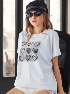 Clearance Bawełniany damski t-shirt A lot of Hearts Bluzki / Koszule / Koszulki