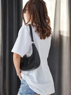 Discount Bawełniany damski t-shirt z printem Bluzki / Koszule / Koszulki