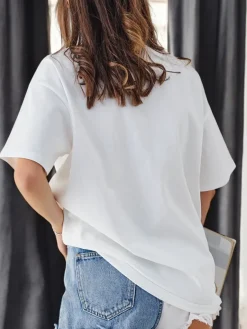 New Bawełniany damski t-shirt Rose Flower Bluzki / Koszule / Koszulki