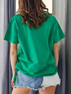 Best Bawełniany damski t-shirt LOVE z cyrkoniami Bluzki / Koszule / Koszulki