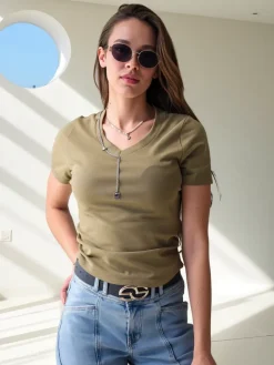 Outlet Bawełniany damski crop top Bluzki / Koszule / Koszulki