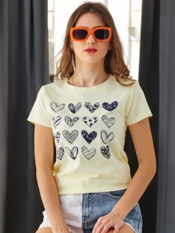 Hot Bawełniany damski t-shirt A lot of Hearts Bluzki / Koszule / Koszulki