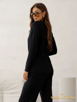 Sale Bawełniany Damski komplet a'la sweterkowy prążkowany Damskie Komplety Damskie