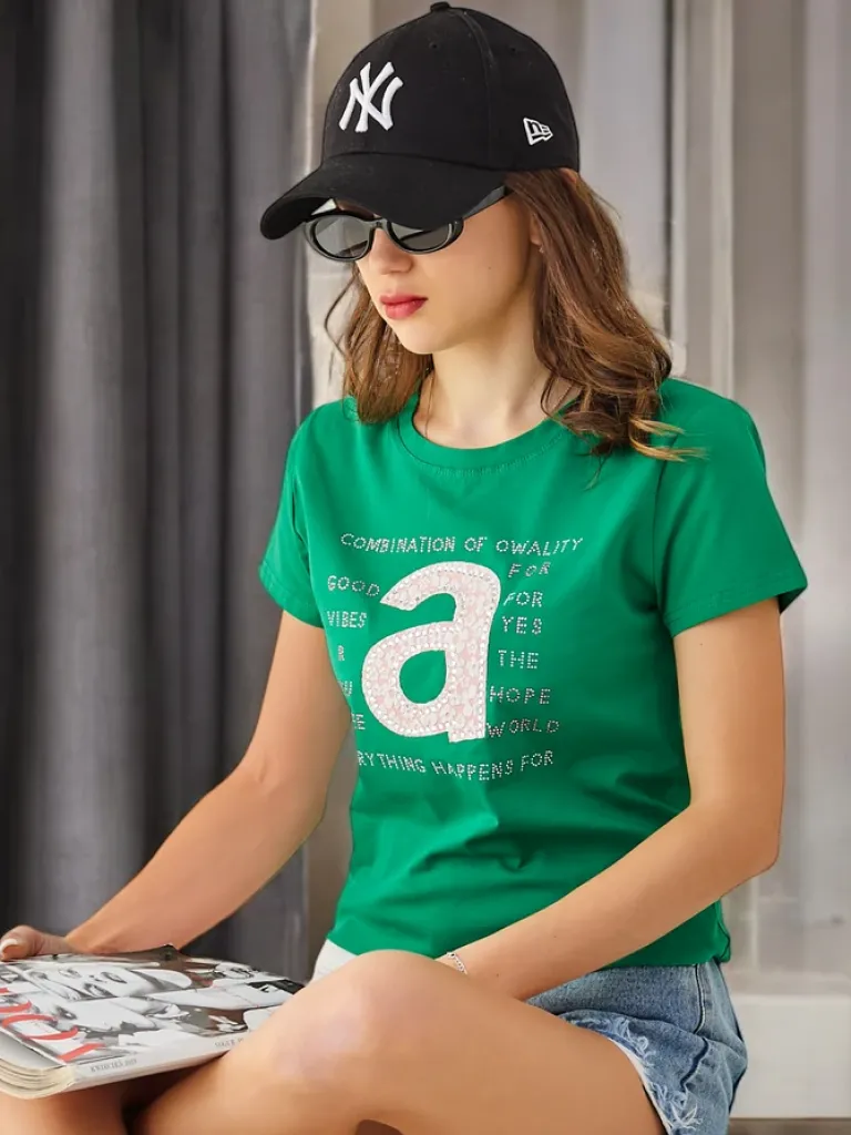 Sale Bawełniany damski t-shirt Combination Of Owality Bluzki / Koszule / Koszulki