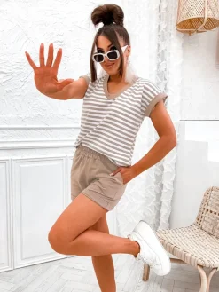 Best Bawełniany komplet damski w paski Damskie Komplety Damskie