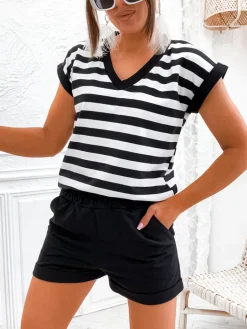 New Bawełniany komplet damski w paski Damskie Komplety Damskie