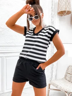 New Bawełniany komplet damski w paski Damskie Komplety Damskie