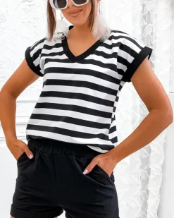 New Bawełniany komplet damski w paski Damskie Komplety Damskie