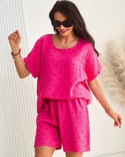 Bawełniany letni damski komplet Damskie Komplety Damskie