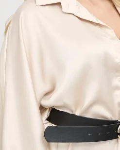 Beżowa damska tunika typu koszula Bluzki / Koszule / Koszulki