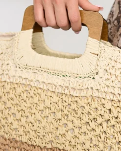 Outlet Beżowa słomiana duża torebka damska Damskie Wiklinowe I Słomiane