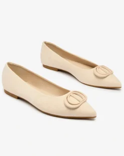Sale Beżowe baleriny damskie w szpic z ozdobą na nosku Tidita Baleriny Klasyczne