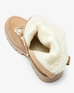 Online Beżowe botki damskie typu trapery z kożuszkiem Getatsa Trapery|Botki Z Delikatnym Ociepleniem