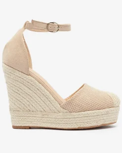 Beżowe damskie sandały na koturnie Meylasi Sandały Na Koturnie