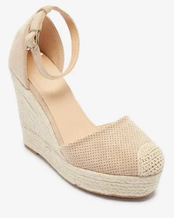 Beżowe damskie sandały na koturnie Meylasi Sandały Na Koturnie