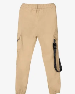 Online Beżowe damskie spodnie bojówki z paskiem Spodnie Cargo