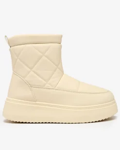 Sale Beżowe damskie botki a'la śniegowce Kacecica Śniegowce|Botki Z Delikatnym Ociepleniem